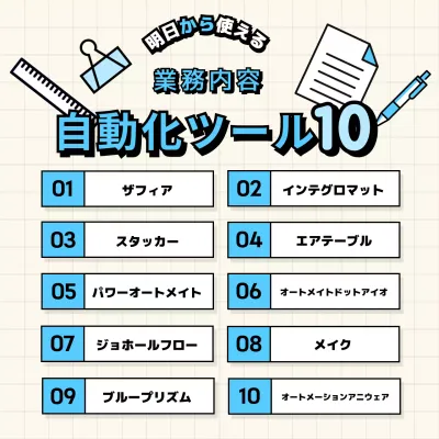 水色のミニマルな業務効率化の投稿文