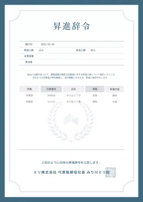 青 シンプル ビジネス ドキュメント 文書フォーム