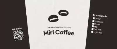 黒 シンプル コーヒー チラシ キューアールとチェック