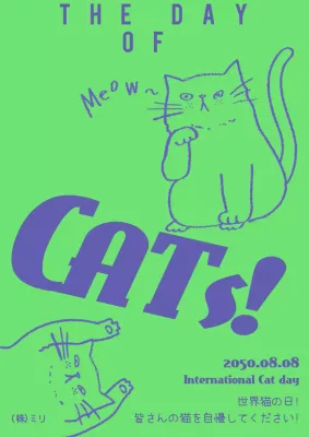 ネオン 手書き 猫 ポスター